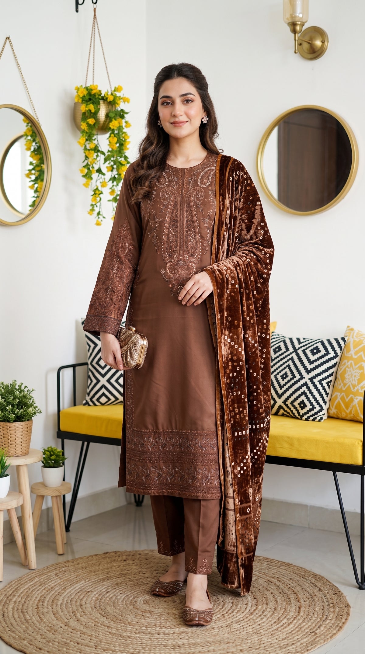 Zeenat By Anaya Noor Emb Dhanak With Palchi Shawl 3PC
