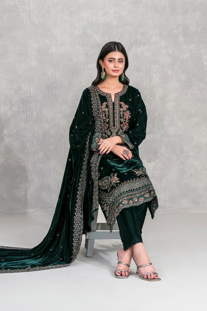 Sincera By Tawakkal Luxury Fancy Emb Cutdana Velvet 3PC