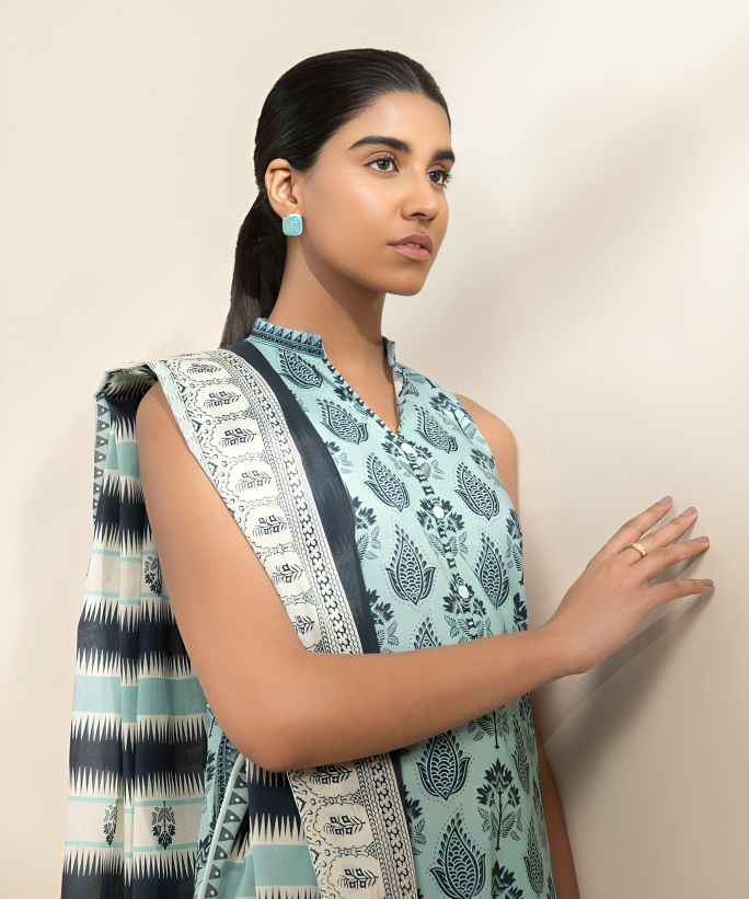 Sapphire Digital Printed Linen 3-PC