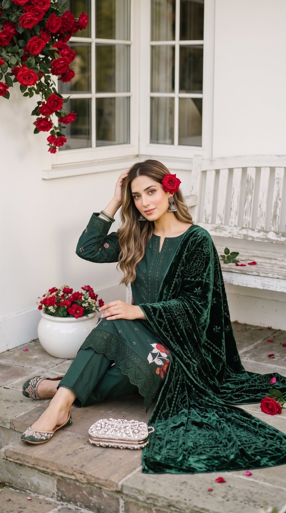 Marosh By Anaya Noor Embroidered Dhanak With Plachi Shawl 3PC