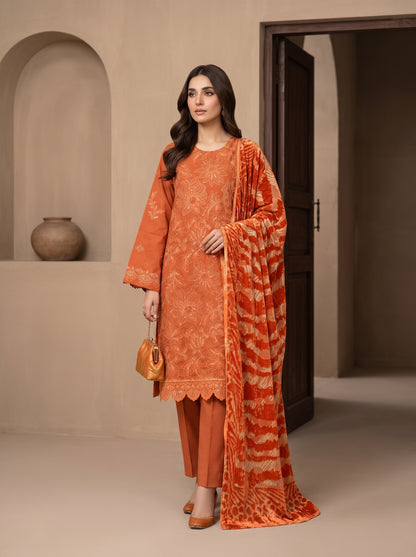 Luxuria By Anaya Noor Heavy Emb Dhanak With Plachi Shawl 3PC