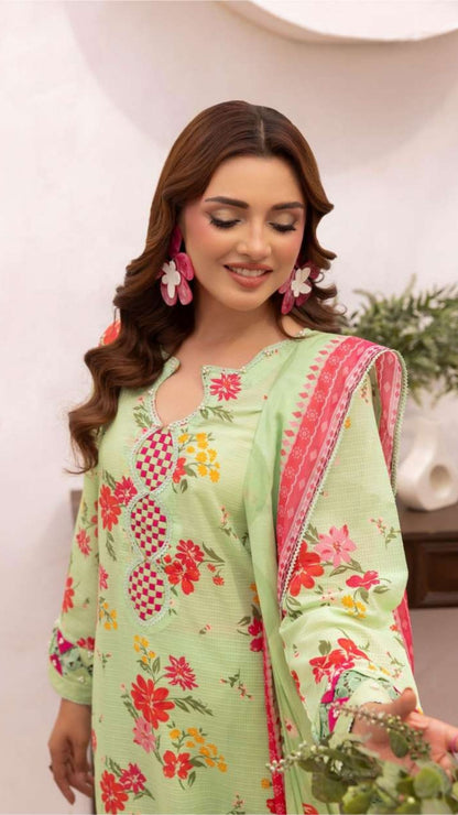 Coral Premium Doria Printed Lawn 3-PC