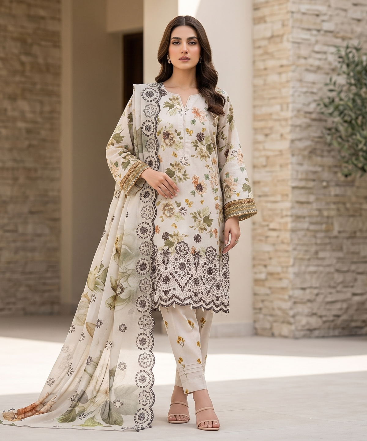Aifa Printed & Embroidered Lawn 3PC