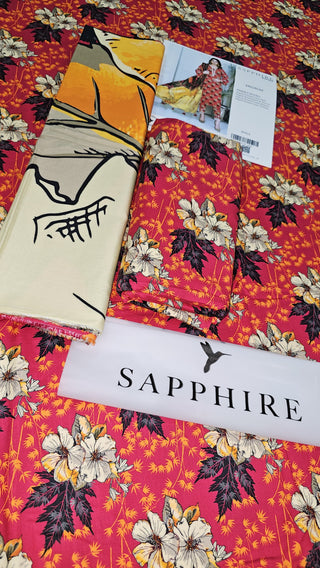 Sapphire Digital Printed Linen 3-PC