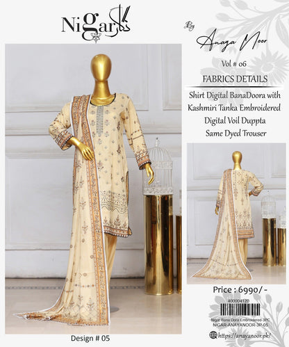 Nigar By Anaya Noor Bana Dora Emb 3-Pc