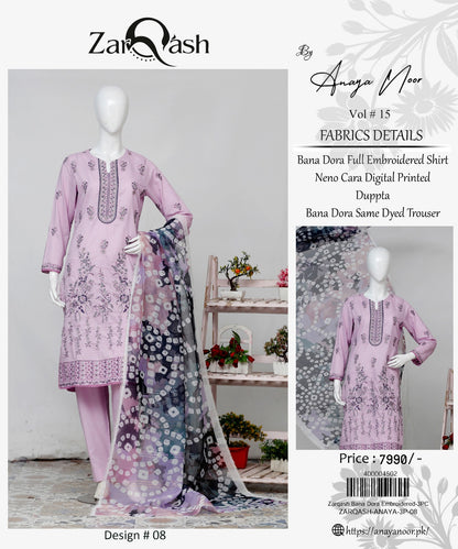 Zarqash By Anaya Noor Bana Dora Emb 3-PC
