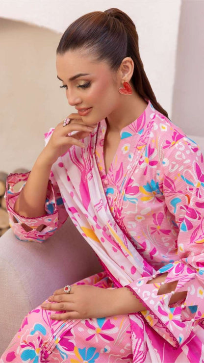 Coral Premium Doria Printed Lawn 3-PC