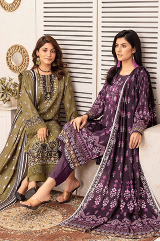 Falak By Feroza Printed Slub Linen-3PC