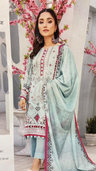 Zoha By Aymen 3-Pcs Digital Printed And Embroiderd Lawn