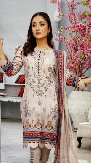 Zoha By Aymen 3-Pcs Digital Printed And Embroiderd Lawn