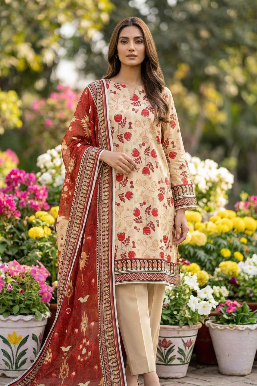 Sohni Dharti By Marooj Digital Printed Lawn 3PC