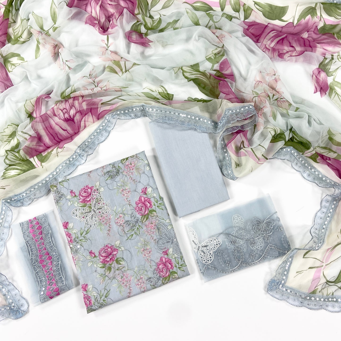 Maria B Embroiderd & Digital Printed Lawn 3PC
