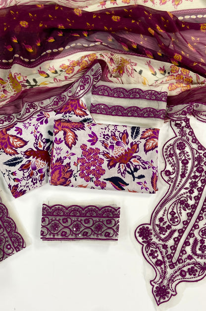 Baroque Embroiderd & Digital Printed Lawn 3PC