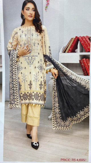 Zoha By Aymen 3-Pcs Digital Printed And Embroiderd Lawn