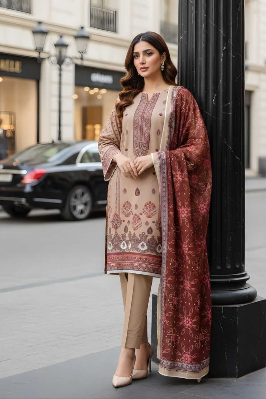 Marooj Digital Printed Lawn 3PC