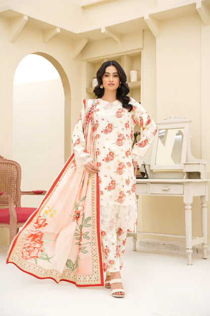 Baroque Printed Linen With Emb Patches 3PC