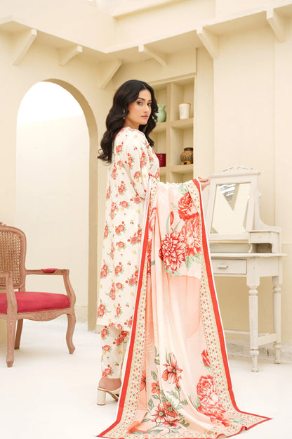 Baroque Printed Linen With Emb Patches 3PC