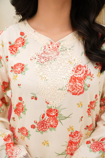 Baroque Printed Linen With Emb Patches 3PC