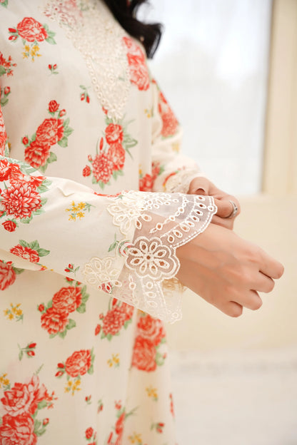 Baroque Printed Linen With Emb Patches 3PC