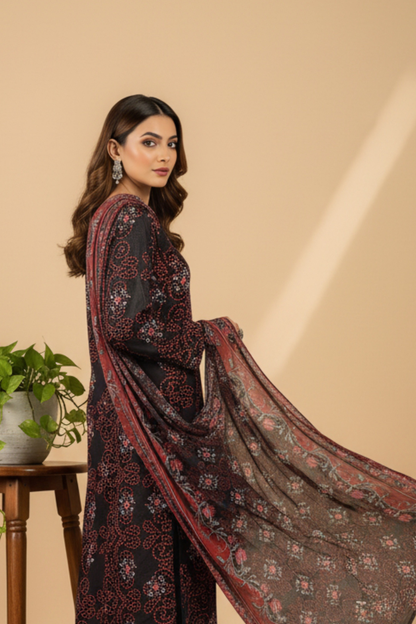 Noor By Fiza Noor Printed Wool 3PC