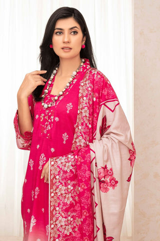 Falak By Feroza Printed Slub Linen-3PC