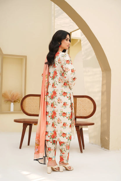 Baroque Printed Linen With Emb Patches 3PC