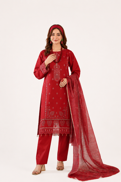 Sapphire Fancy Jacquard Cotton Emb 3PC