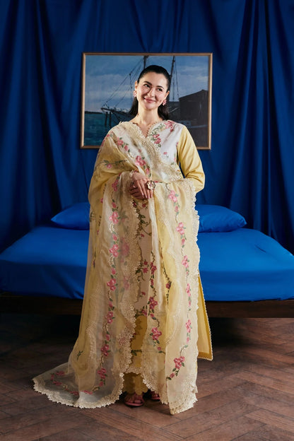 Laam Embroidered Dhanak 3PC