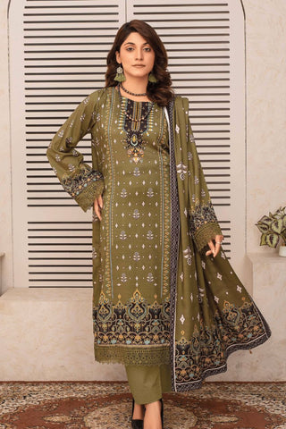 Falak By Feroza Printed Slub Linen-3PC