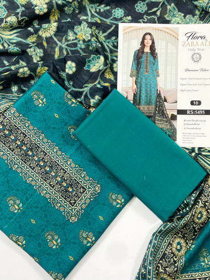 Flora By Zara Ali Printed Lawn 3PC