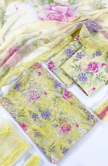 Maria B Embroiderd & Digital Printed Lawn 3PC
