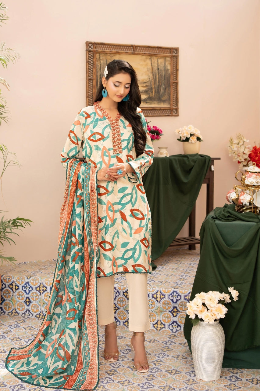 Zesh Printed Lawn 3-PC