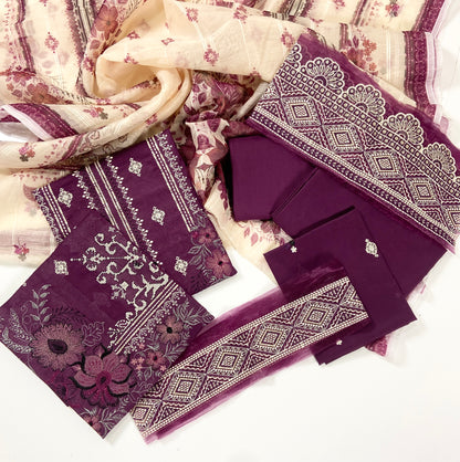 Zarqash Emb Luxury Cambric With Patches