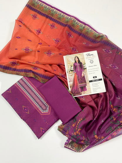 Flora By Zara Ali Printed Lawn 3PC