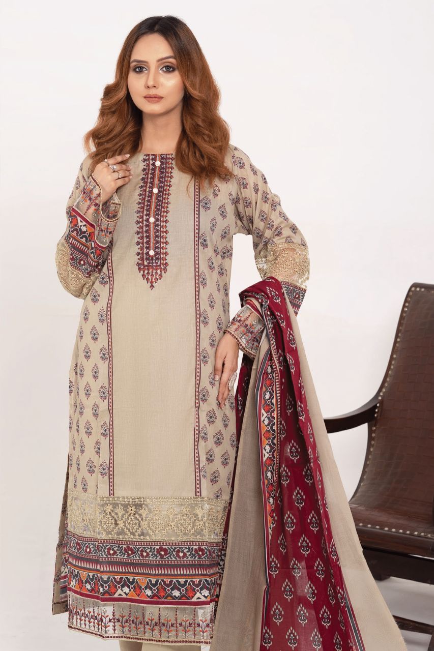 Gull-e-Noor By Anaya Noor Prints & Emb Patch Lawn 3-PC