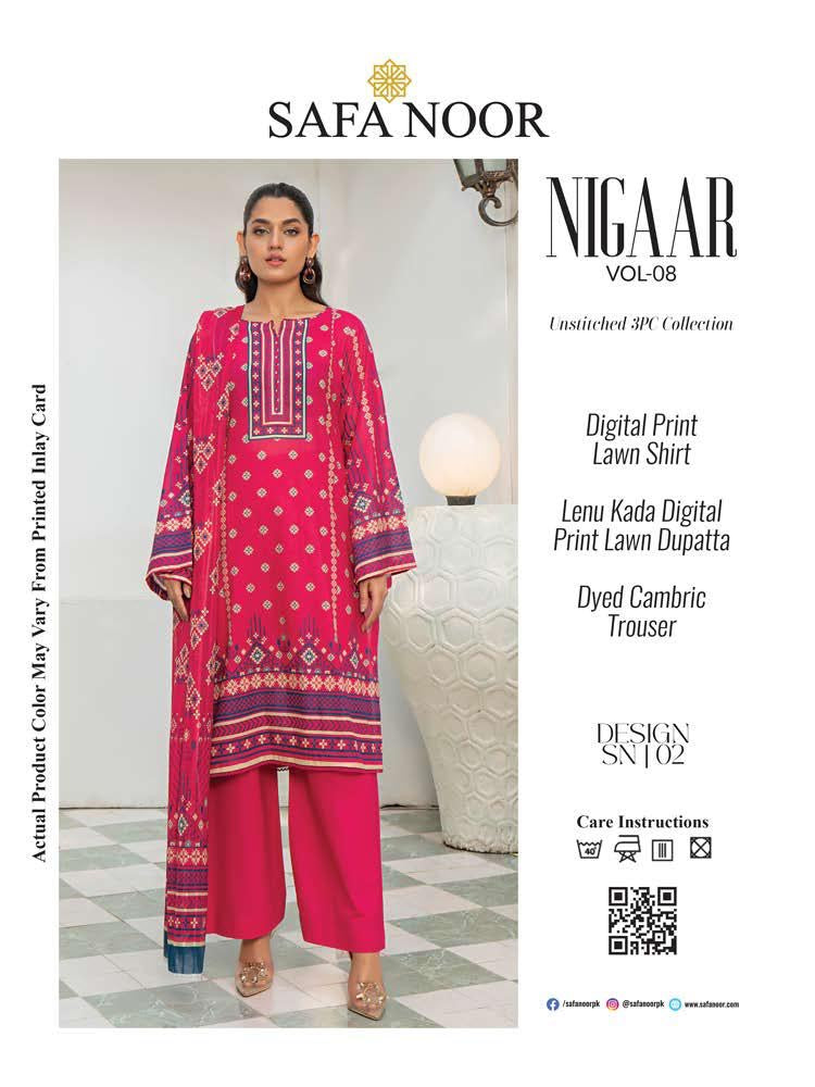 Safa Noor Digital Printed Lawn 3-PC