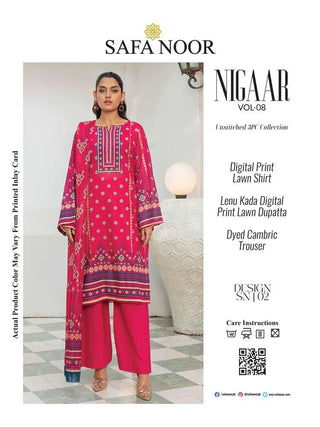 Safa Noor Digital Printed Lawn 3-PC