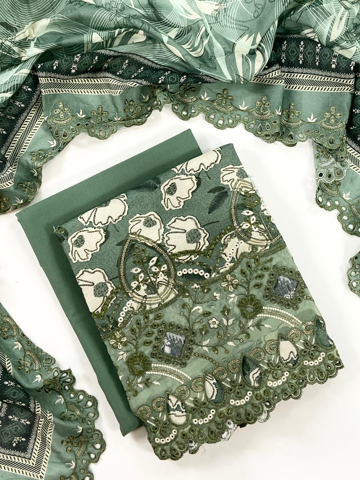 Almeerah By Anaya Noor Digital and Emb Lawn Laserkari Cutwork daman 3PC