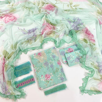 Maria B Embroiderd & Digital Printed Lawn 3PC