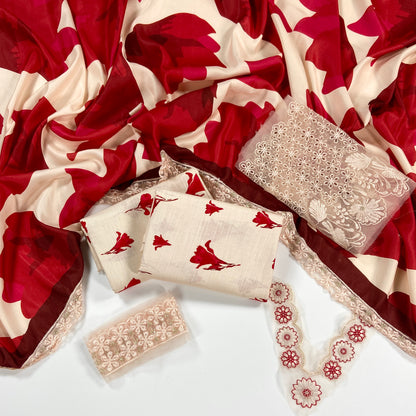 Iznik Printed Slub Khaddar With Emb Patches 3PC