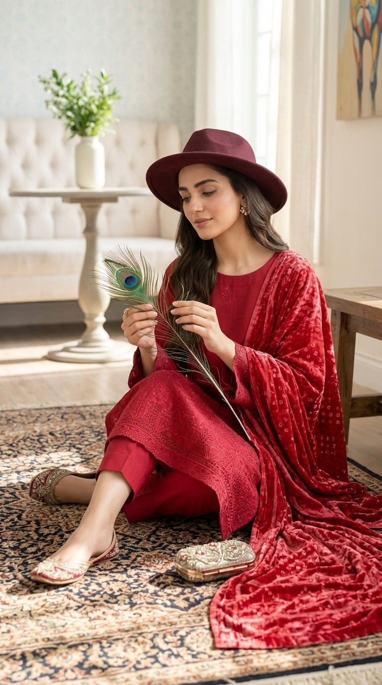 Laraib By Anaya Noor Emb Dhanak With Boring Daman 3PC