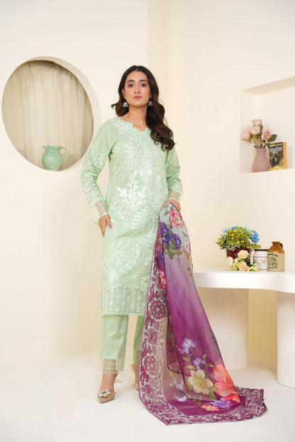 Mushq Embroidered Cambric 3-PC