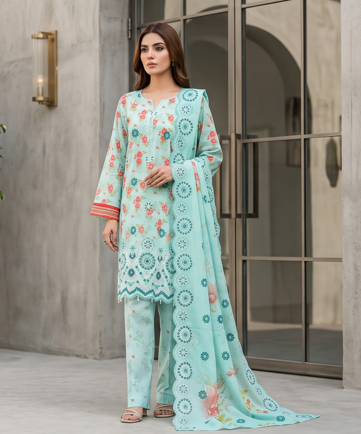 Aifa Printed & Embroidered Lawn 3PC