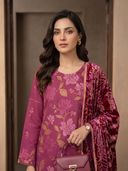Luxuria By Anaya Noor Heavy Emb Dhanak With Plachi Shawl 3PC