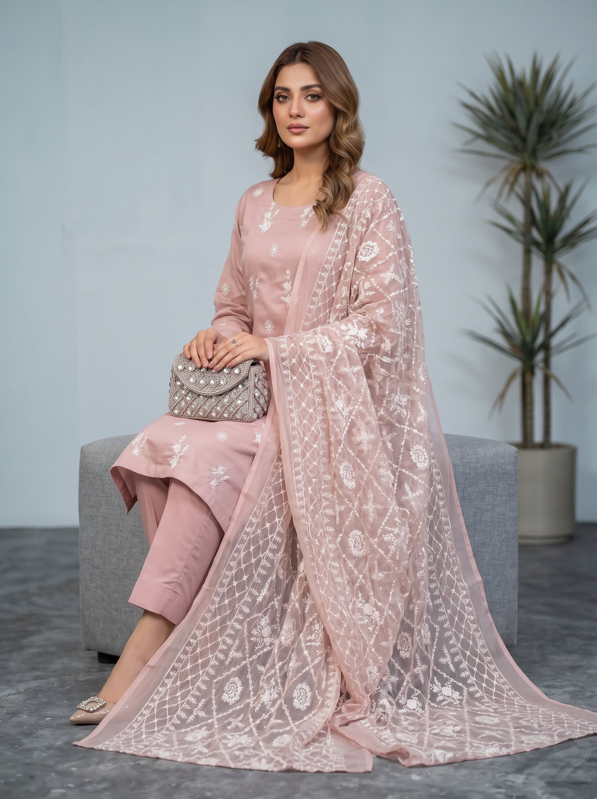 White Rose By Anaya Noor Emb Viscose 3PC