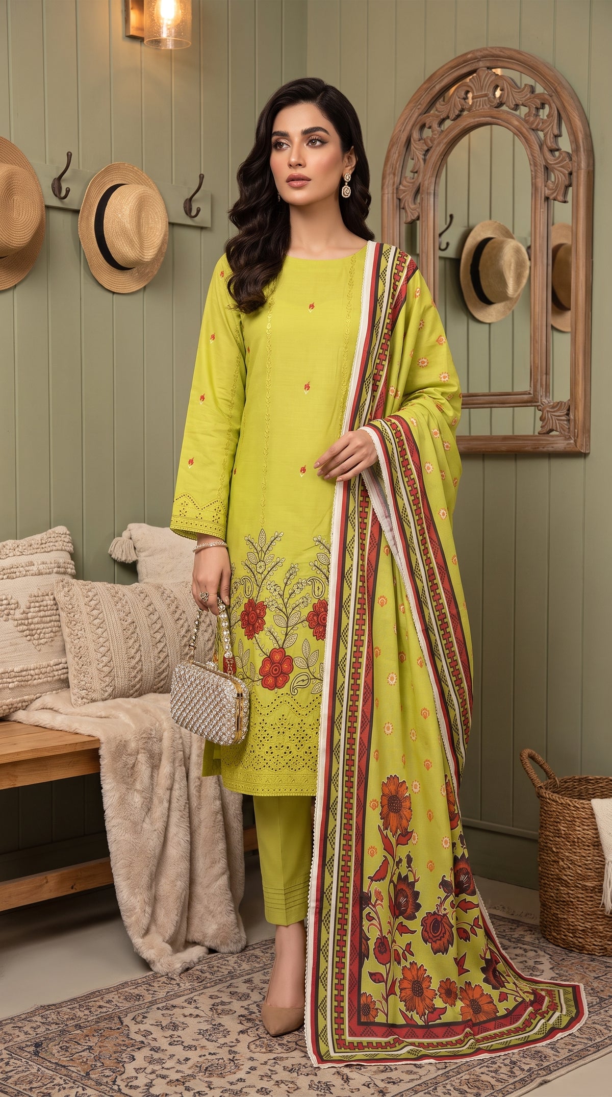 Hurab By Anaya Noor Heavy Emb Viscose 3PC