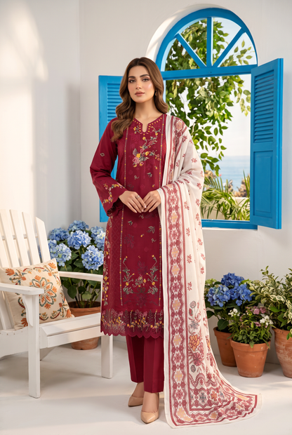 Sukhaina By Anaya Noor Fully Emb Slub Marian 3PC