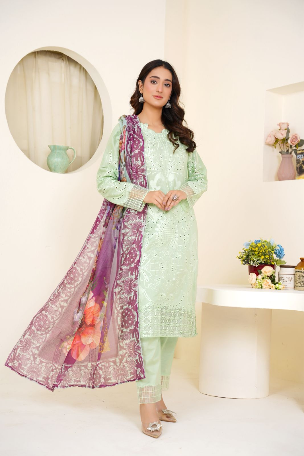 Mushq Embroidered Cambric 3-PC