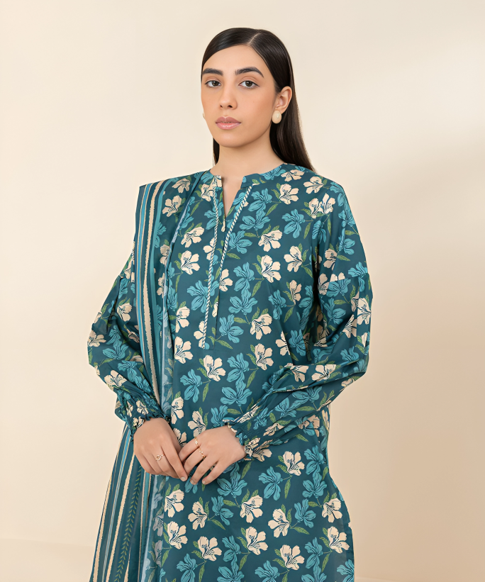 Sapphire Digital Printed Linen 3-PC