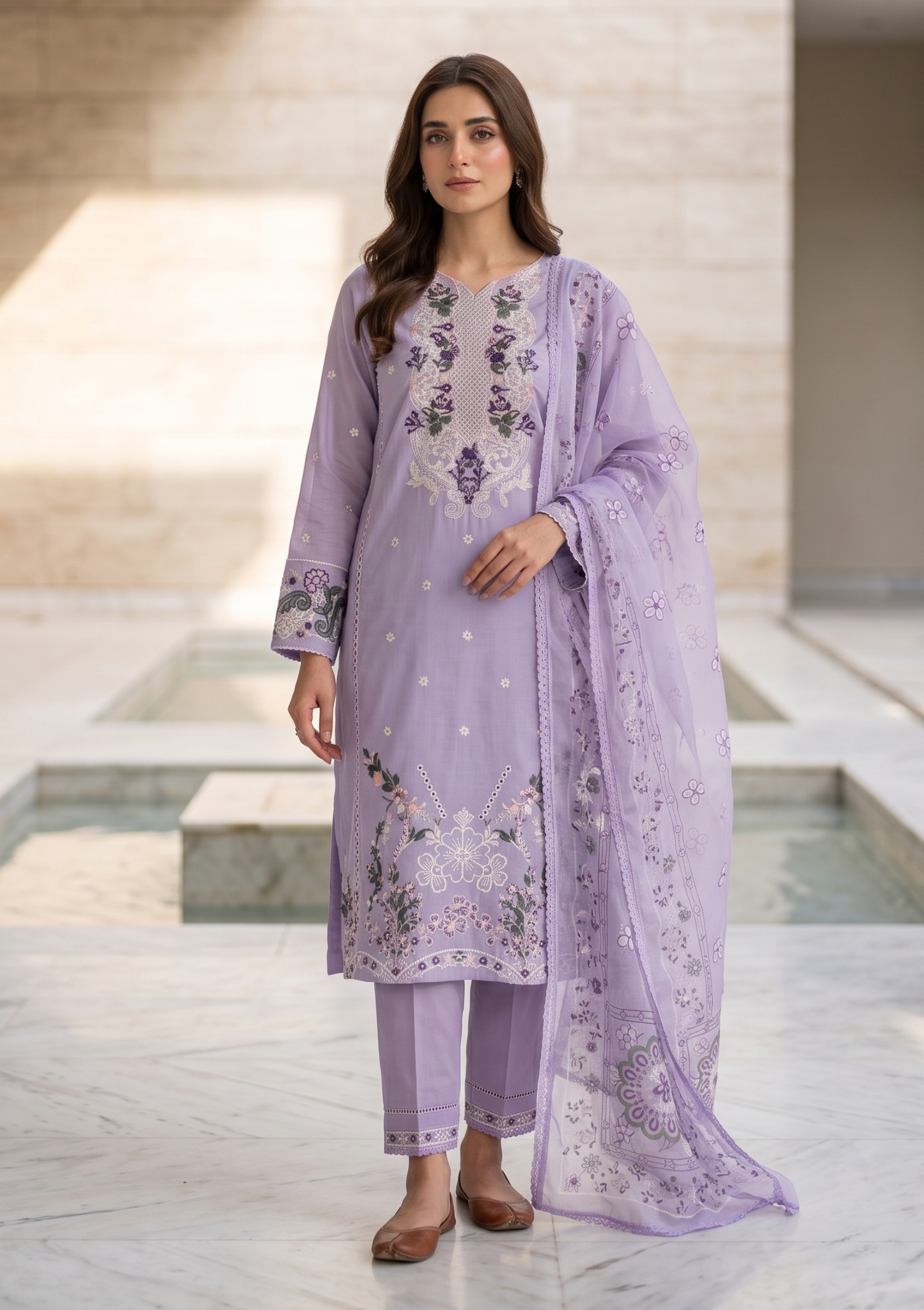 Rise By Anaya Noor Heavy Plain Emb Lawn 3PC